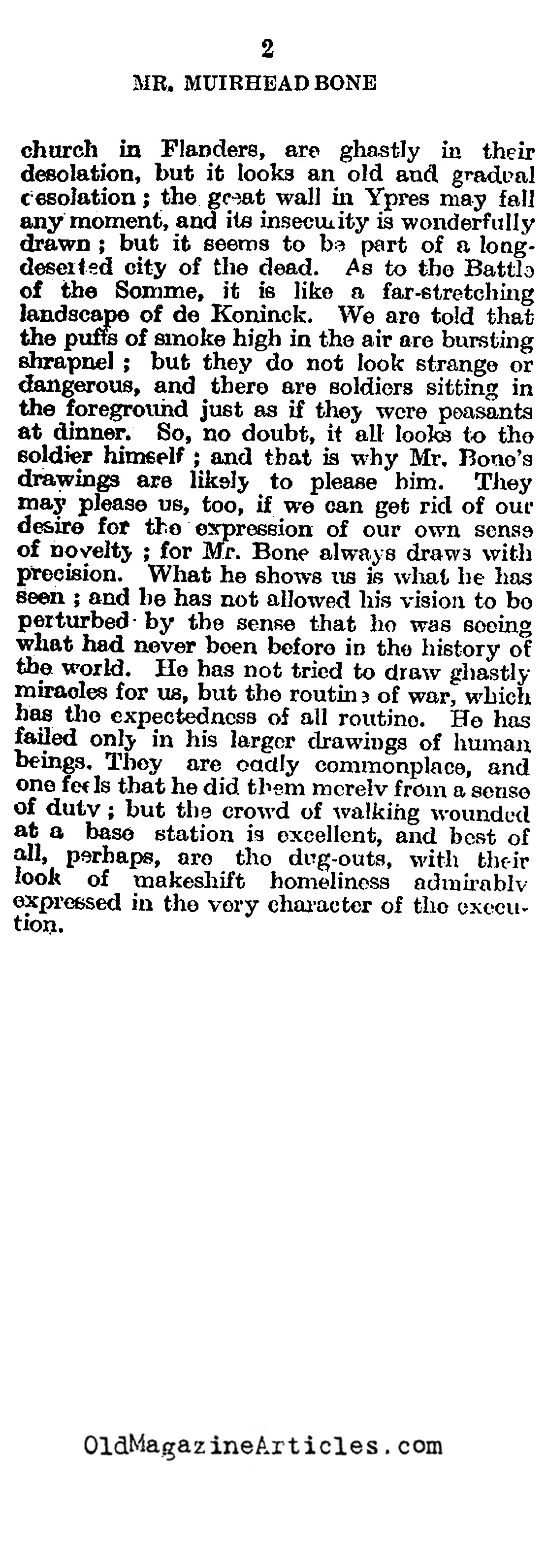 Muirhead Bone at the Front (Times Literary Supplement, 1918)